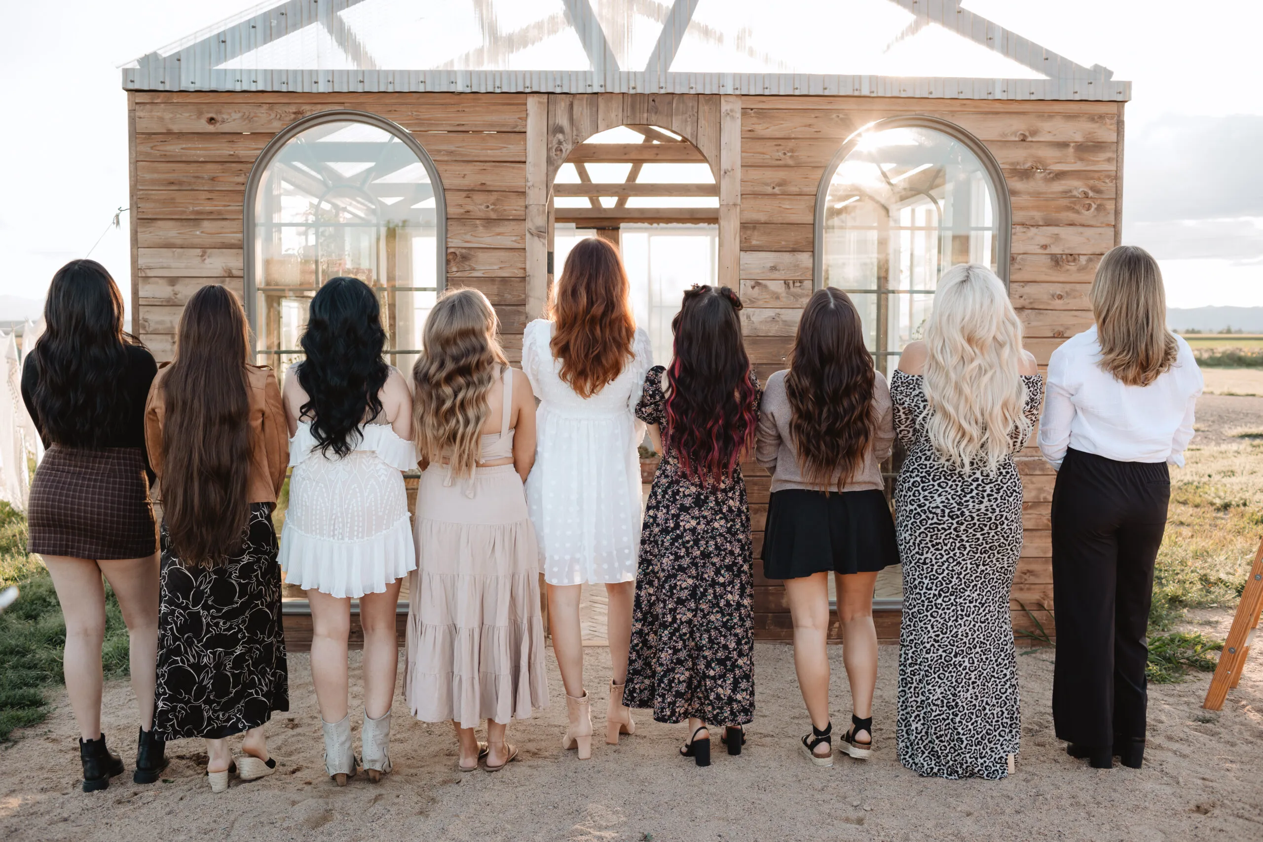 Varied hair-color results shown together in the greenhouse studio